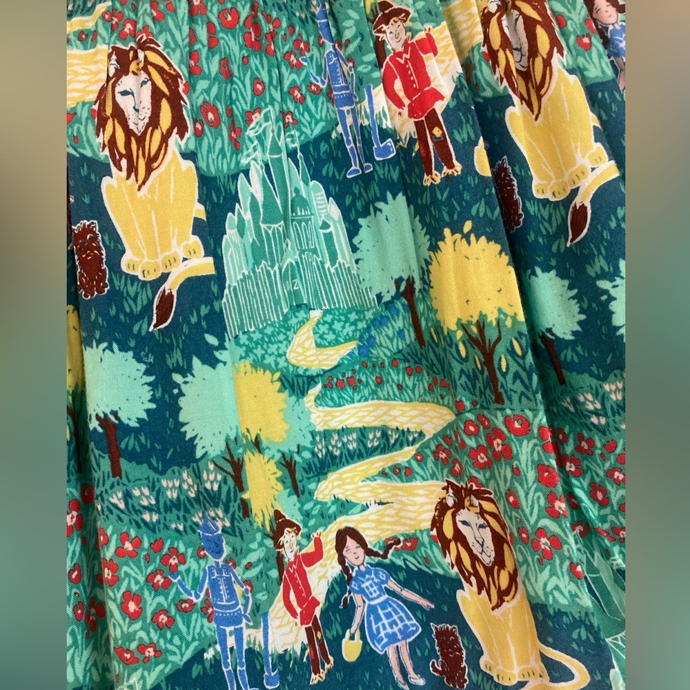 Emerald Wizard of Oz Print Girls Dress Genuine kids Oshkosh Dorothy Tin Man Lion - Picture 6 of 13